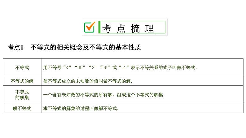 中考数学一轮复习课时练习课件第3单元　第10课时　不等式及不等式组 (含答案)02