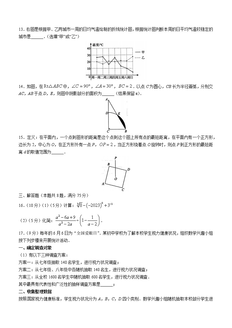 2023年河南省南阳市方城县中考一模数学试题（含答案）03