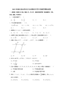 2023年浙江省金华市义乌市稠州中学中考数学模拟试卷（含答案）