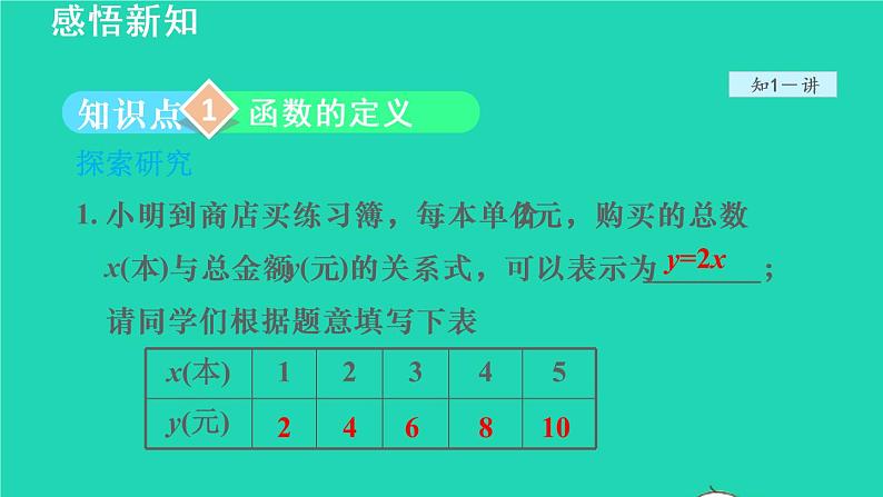 20.1 函数 冀教版八年级数学下册授课课件04