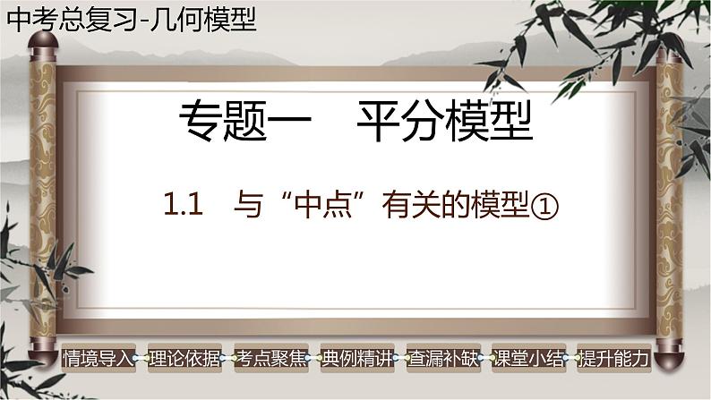 几何模型1.1 与“中点”有关的模型①（平分模型）-2023年中考数学二轮复习必会几何模型剖析（全国通用）课件PPT01