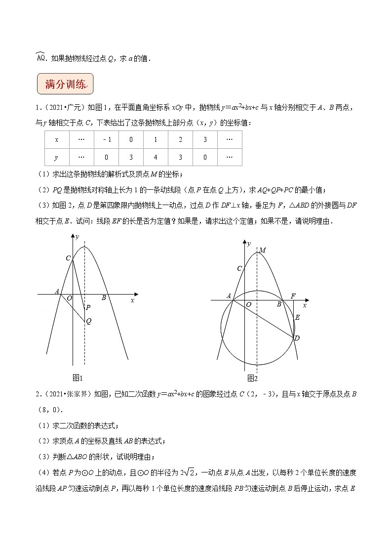 挑战2023年中考数学压轴题专题10+二次函数与圆存在性问题03