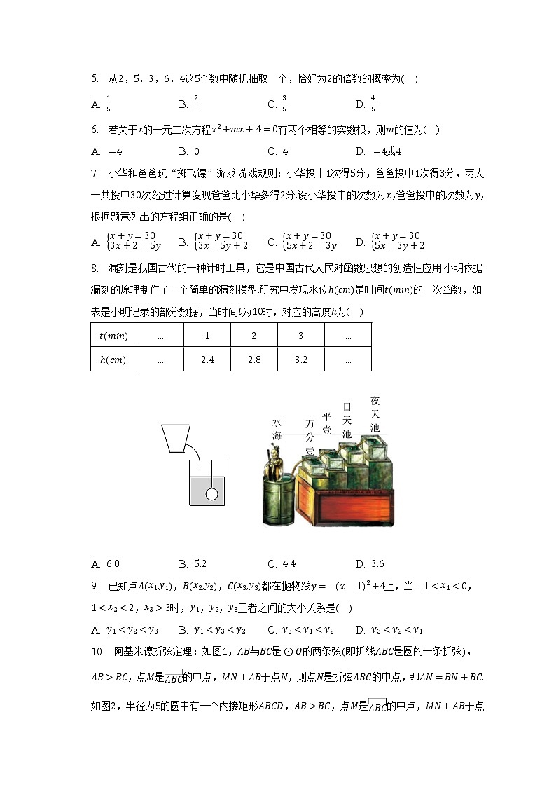2022年浙江省温州市外国语学校九年级第一次中考模拟考试数学试题（含答案）02