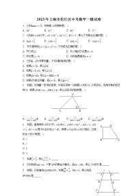 2023年上海市松江区中考数学一模试卷(含答案解析)