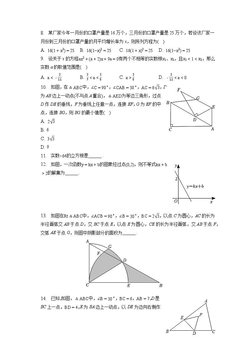 2023年安徽省合肥市瑶海区中考数学模拟试卷(含答案解析)02