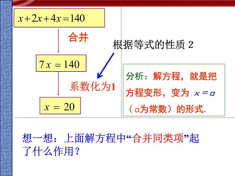 数学七年级上册3.2.1一元一次方程的解法--合并同类项课件PPT第7页