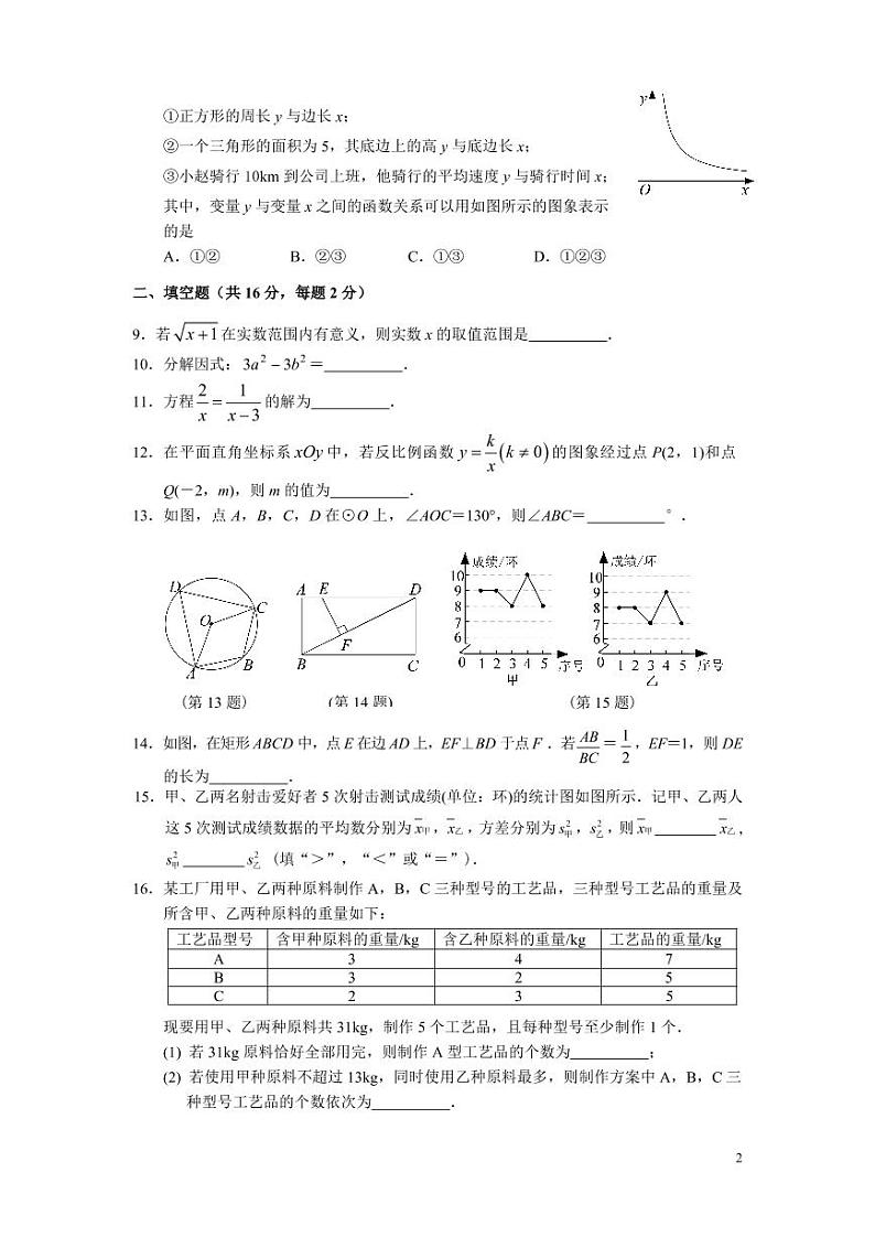 2023.4燕山地区初三一模数学试题02
