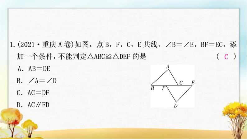 中考数学复习方法技巧突破(四)全等三角形之六大模型作业课件02