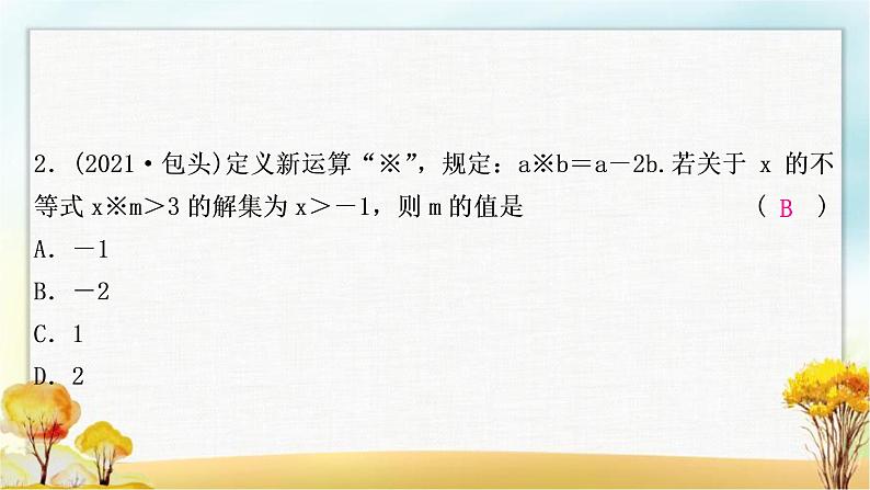 中考数学复习专项训练四解含参数的不等式(组)作业课件03