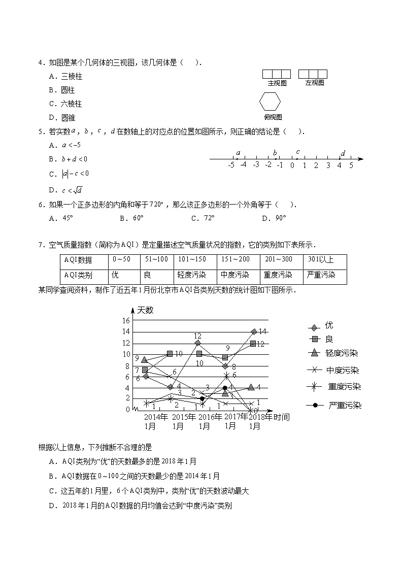 2018年北京市西城区初三一模数学试卷及答案02