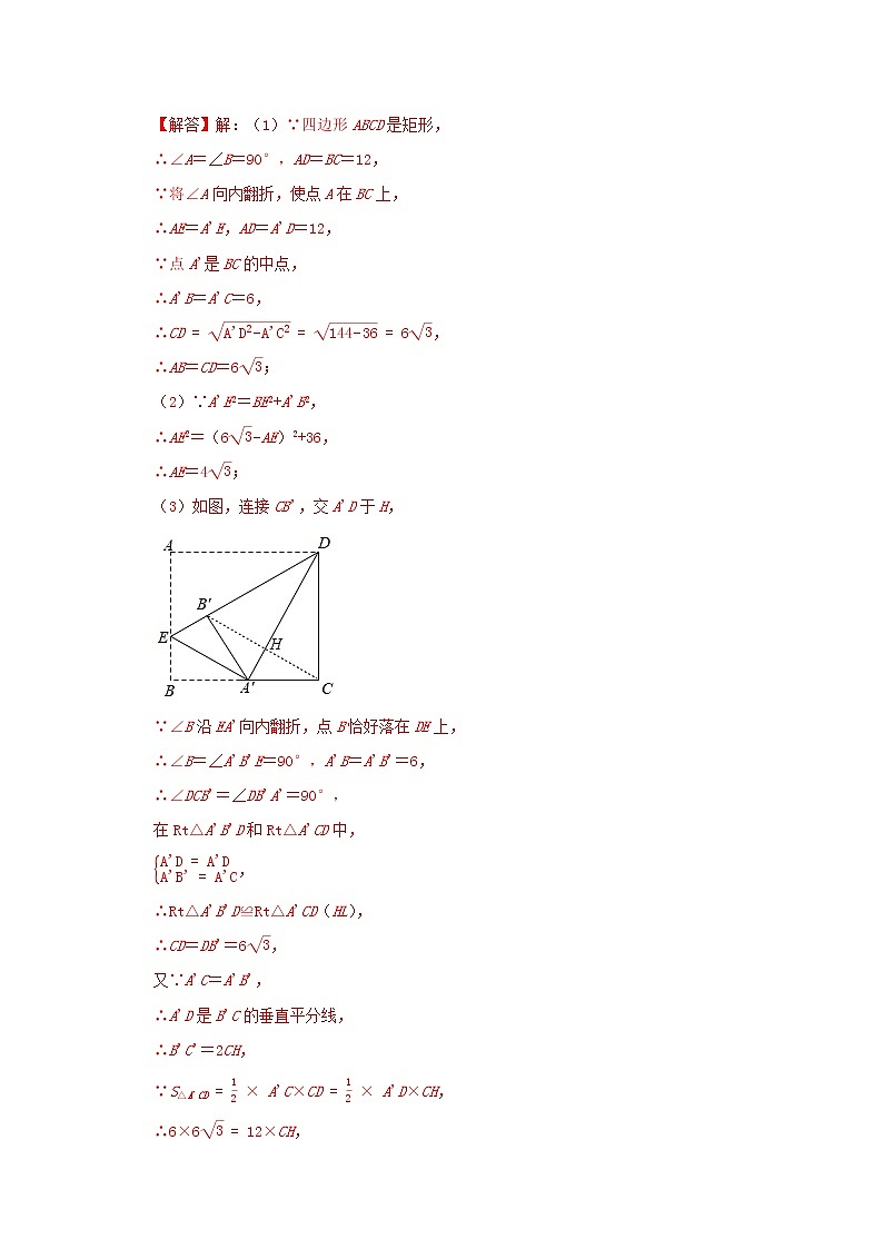 几何图形变换综合题专题训练（一）图形的折叠第3页
