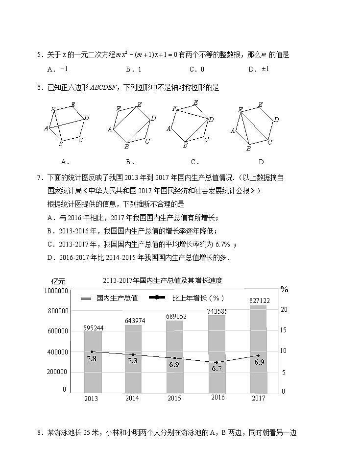 2018年北京市延庆区初三一模数学试卷及答案02