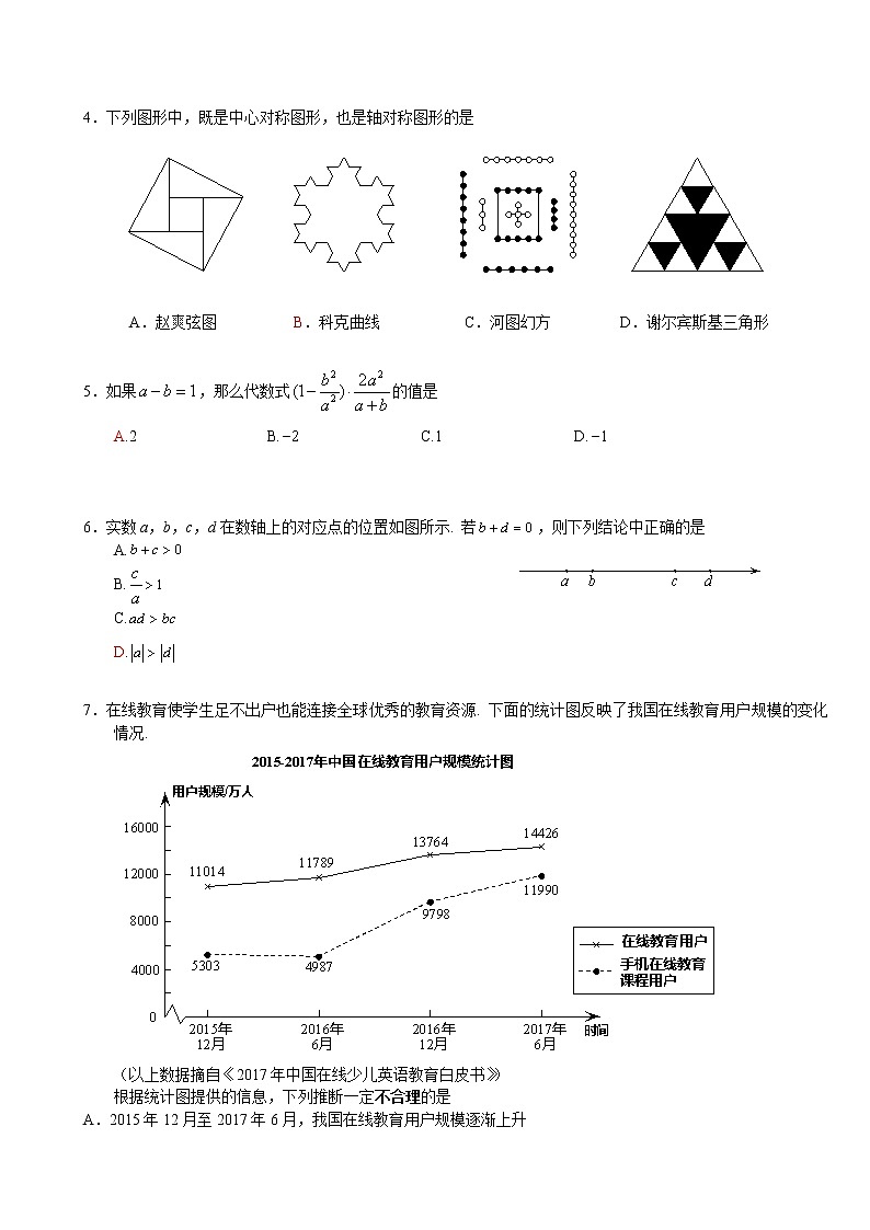 2018年北京市海淀区初三一模数学试卷及答案02