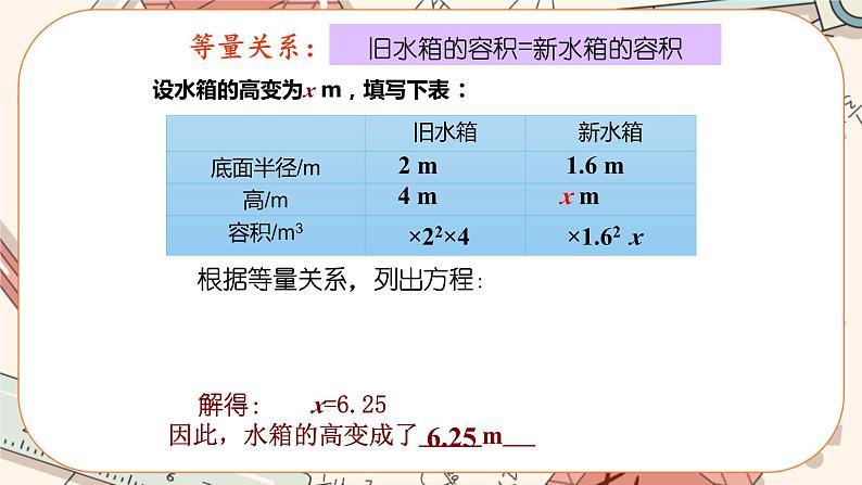 5.3 应用一元一次方程——水箱变高了（课件PPT+教案+学案+练习）04