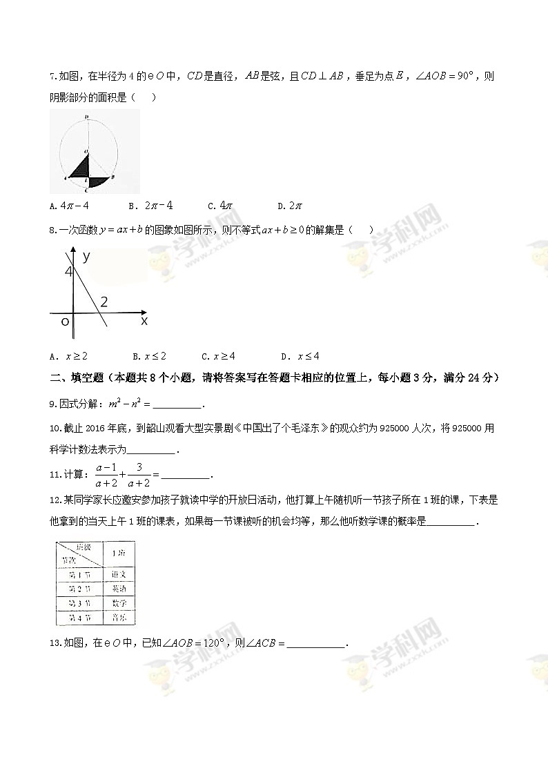 2017年湘潭市中考数学试卷第2页