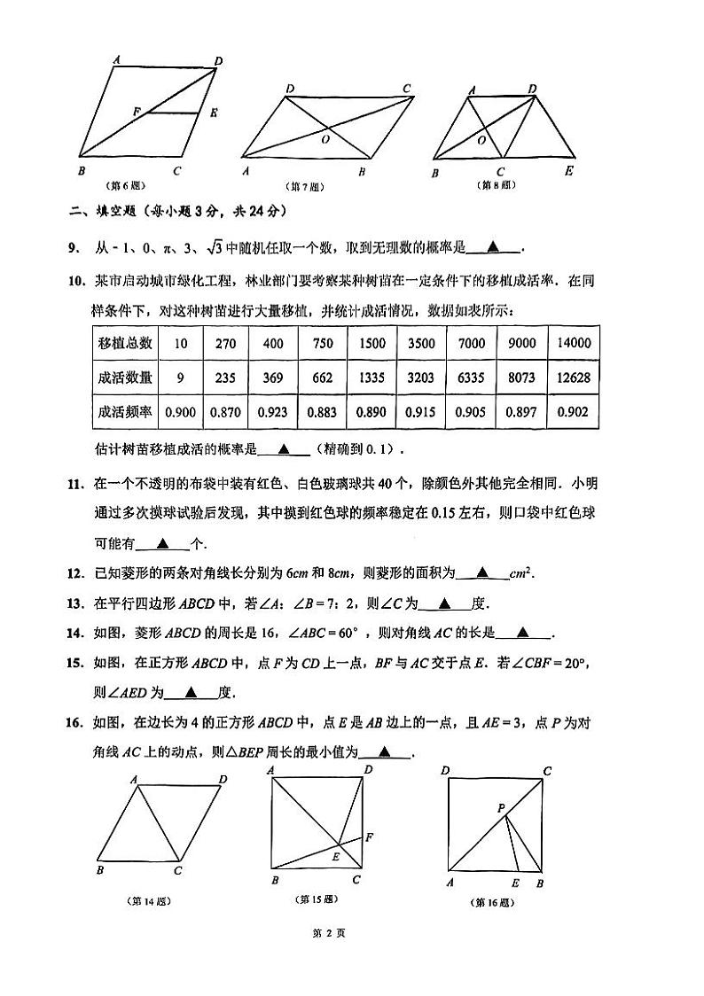 江苏省淮安市淮阴区2022-2023学年八年级下学期期中调研测试数学试题第2页