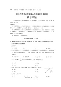 2023年四川省绵阳市中考三模数学试题