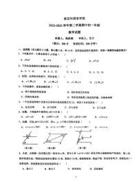 江苏省南京外国语学校2022-2023学年七年级下学期数学期中试卷