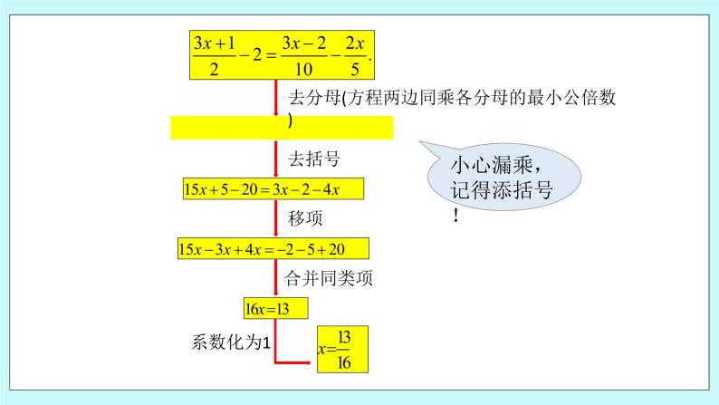 浙教版数学七上 5.3.3 一元一次方程的解法--去分母 课件06