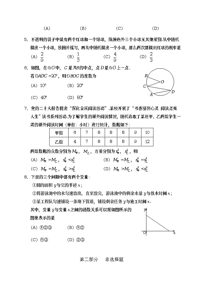 2023年北京市石景山区九年级中考一模数学试题02
