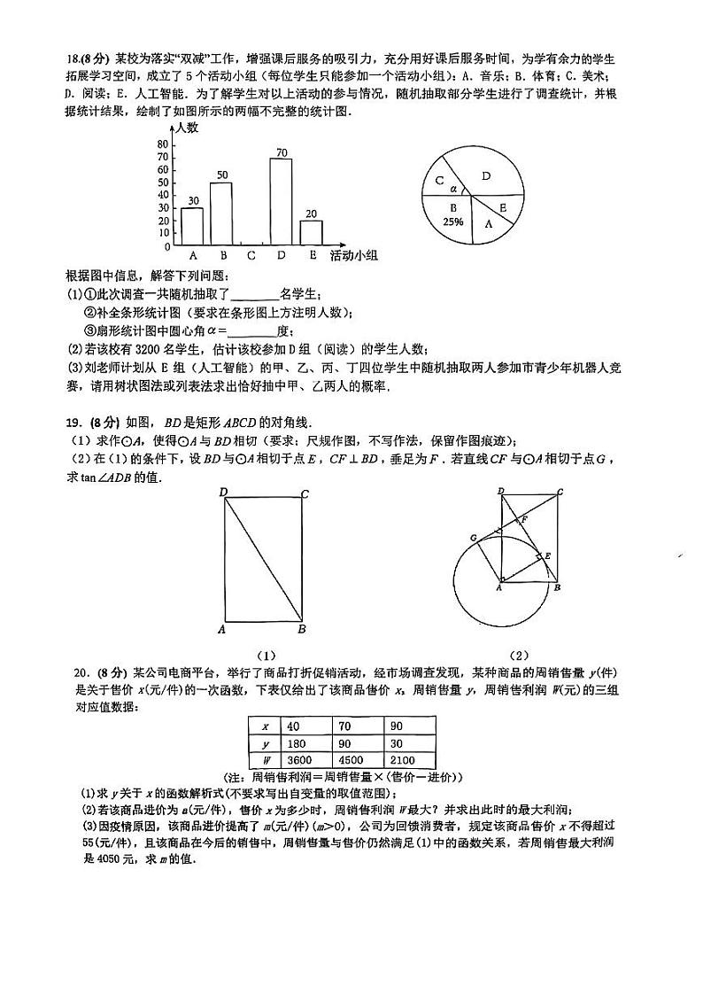 2022-2023学年第二学期深圳南山区中考一模八校联考数学试卷(含答案)第3页