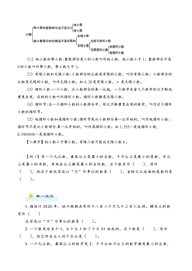 2022-2023学年人教版数学六年级下册小升初一轮复习（知识点清单+过关检测）：专题1  整数和小数（学生版）第2页