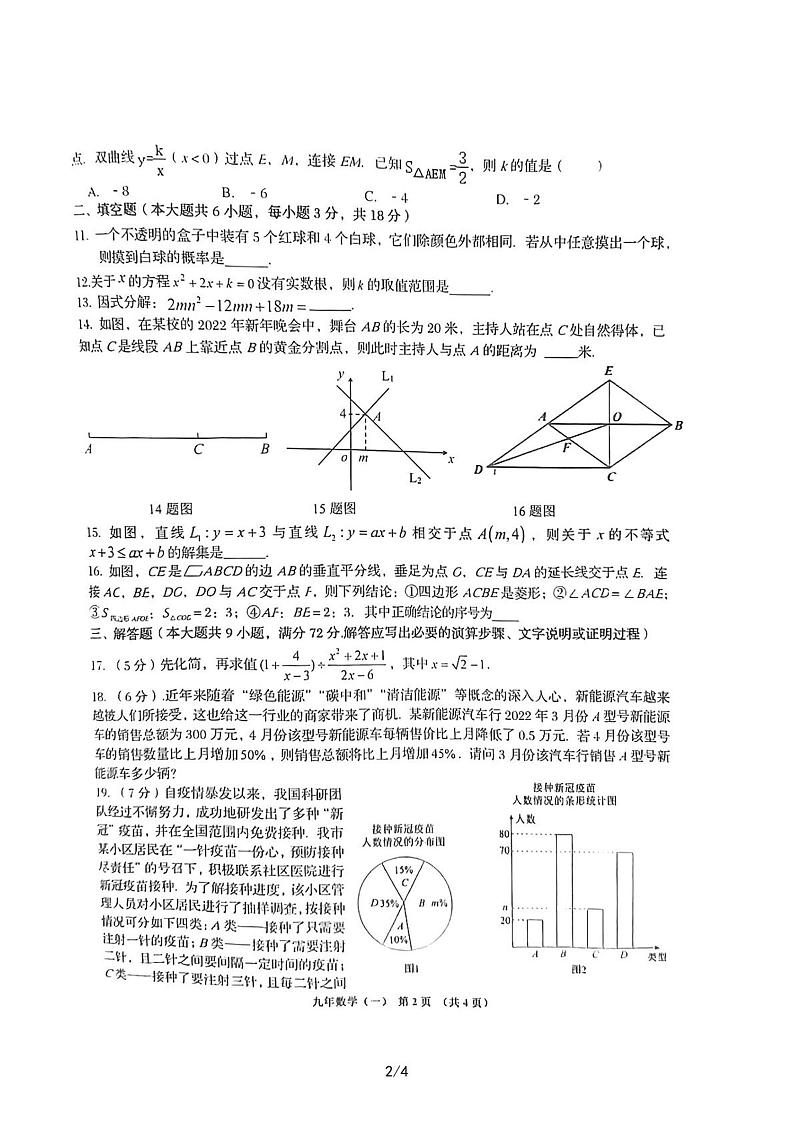 2023年辽宁省朝阳市初中九年级数学一模试题第2页