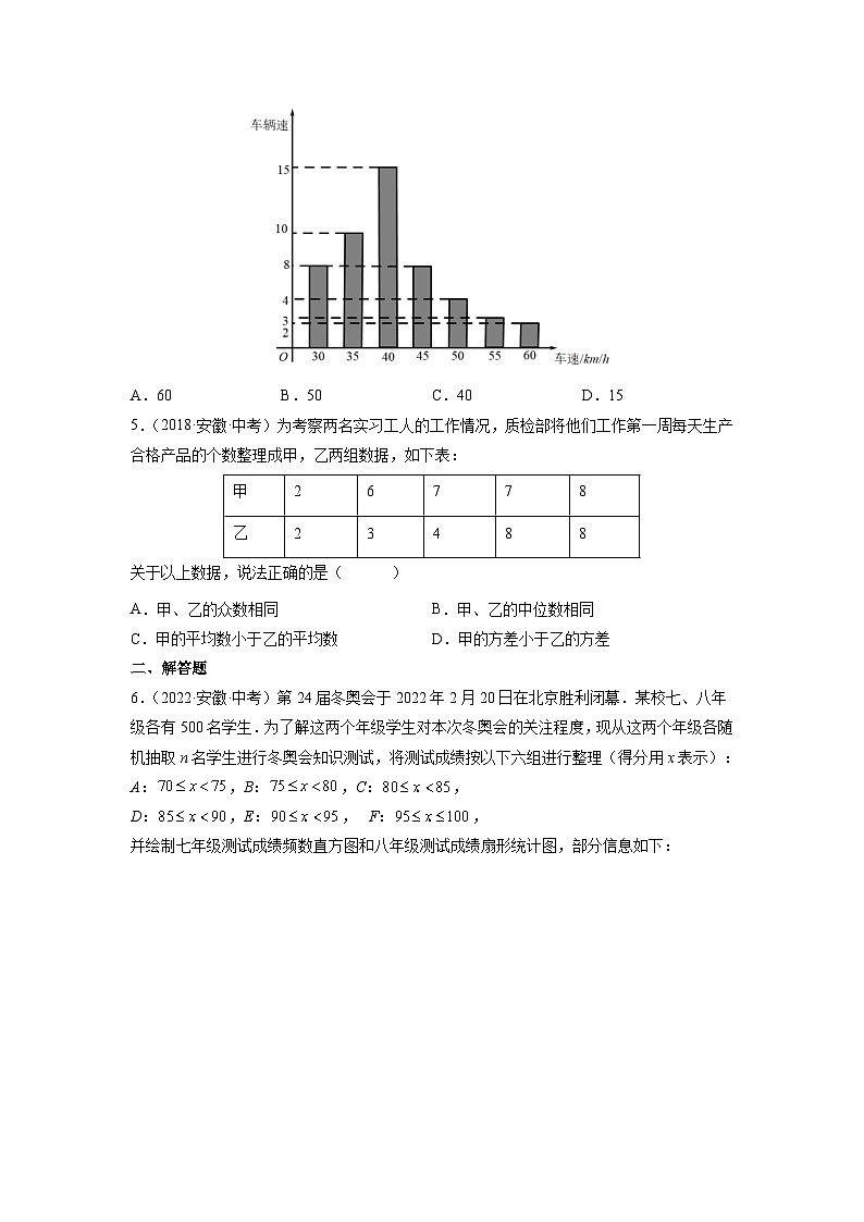 专题09 统计和概率-5年（2018-2022）中考1年模拟数学分项汇编（安徽专用）（原卷版）第2页