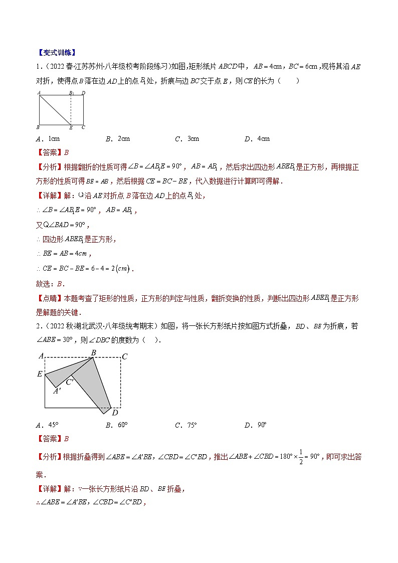 专题04 解题技巧专题：特殊平行四边形中折叠、旋转问题(解析版)（重点突围）第2页