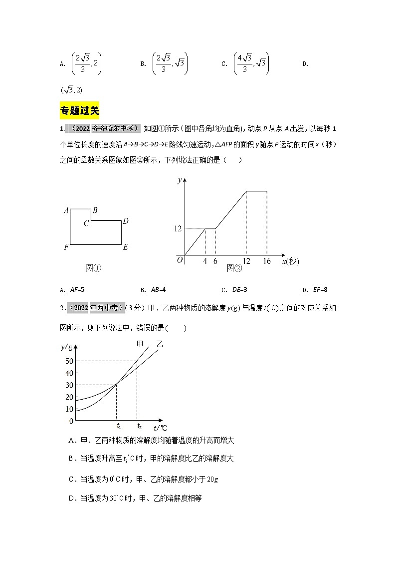 中考数学二轮复习选填专题复习专题三：函数图象分析题02