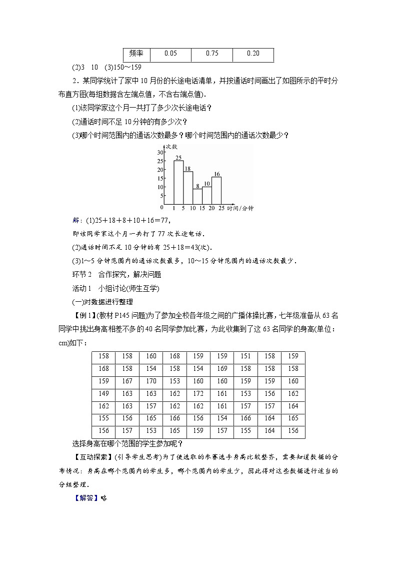 2022-2023学年人教版七年级下册数学10.2 直方图教案第2页