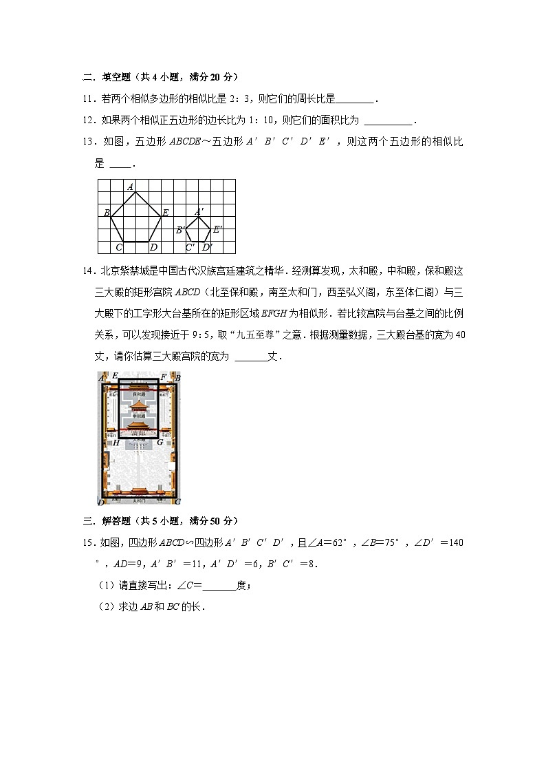 4.6 相似多边形 浙教版九年级数学上册同步达标测评(含答案)03