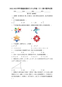 福建省福州第八中学2022-2023学年下学期九年级期中数学试卷