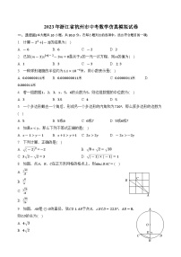 2023年浙江省杭州市中考数学+仿真+模拟+试卷 (含答案)