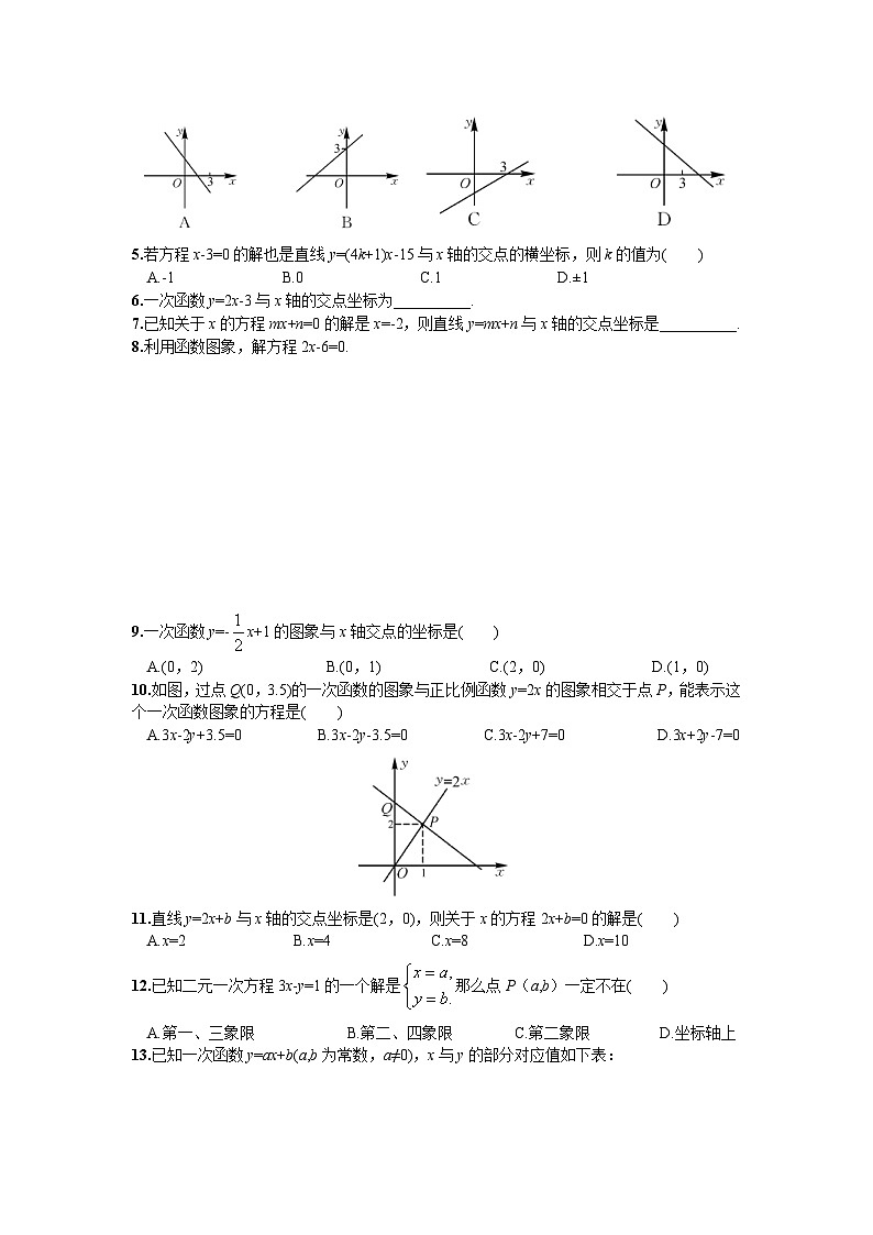 4.5 第3课时 一次函数与一次方程的联系 湘教版数学八年级下册课时习题(含答案)第2页