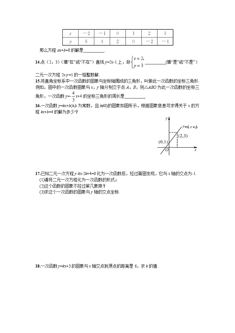4.5 第3课时 一次函数与一次方程的联系 湘教版数学八年级下册课时习题(含答案)第3页