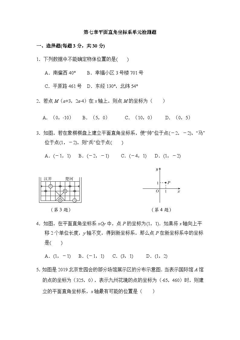 2022-2023学年人教版七年级数学下册第7章 平面直角坐标系单元同步检测试题(含答案)第1页