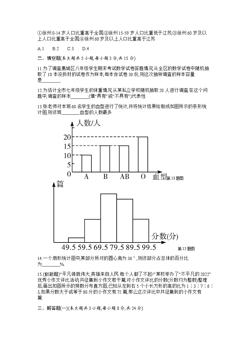 2022-2023学年人教版七年级数学下册第10章数据的收集、整理与描述单元测试卷（含答案）03