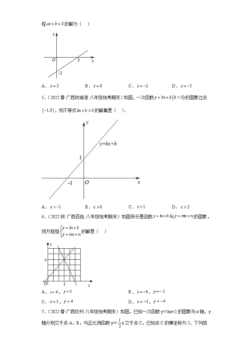 19.2.3一次函数与方程、不等式-【人教版期末真题精选】天津市2022-2023八年级数学下学期期第2页