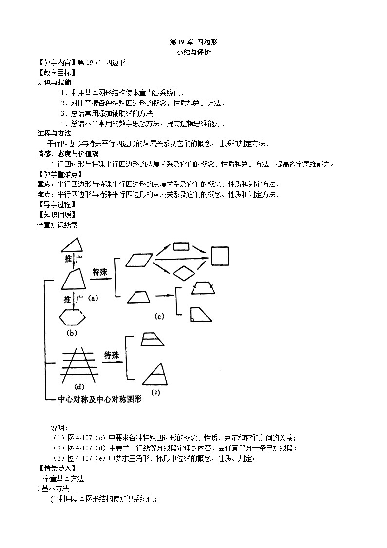 第19章 四边形的小结与评价 沪科版数学八年级下册教学案01