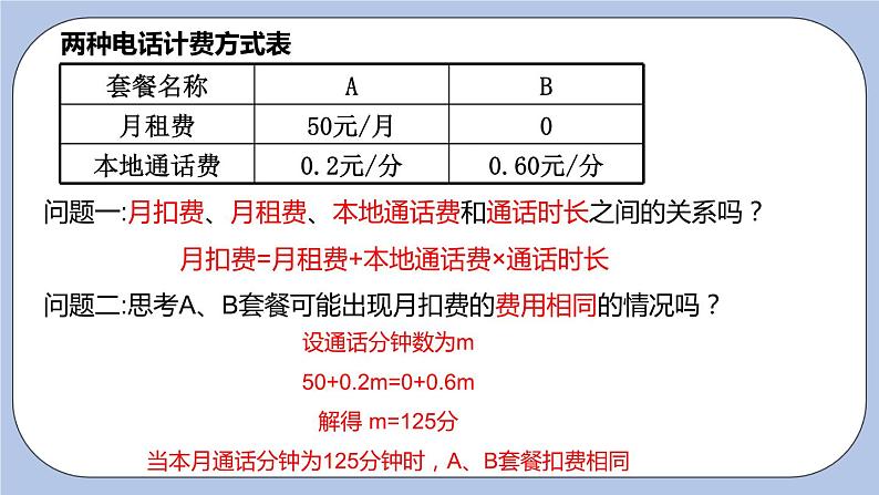 4.3 用一元一次方程解决实际问题（第五课时 电话计费问题）课件05