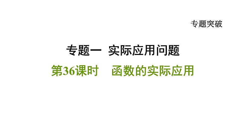 2023年中考一轮复习数学基础知识梳理　函数的实际应用（福建专用）课件PPT第1页