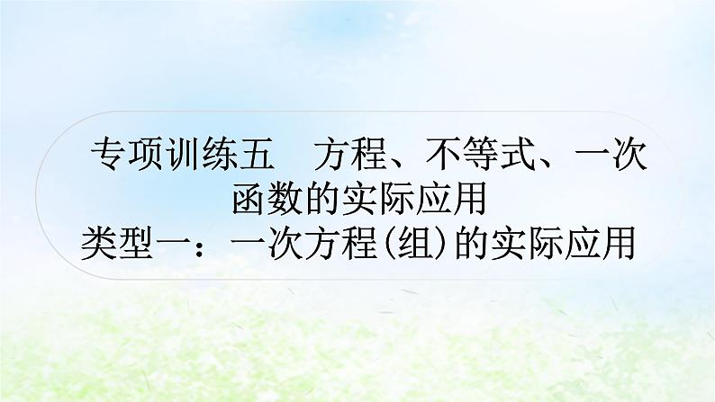 中考数学复习专项训练五方程、不等式、一次函数的实际应用类型一一次方程(组)的实际应用作业课件01