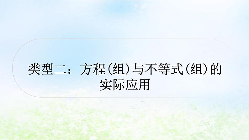 中考数学复习专项训练五方程、不等式、一次函数的实际应用类型二方程(组)与不等式(组)的实际应用作业课件01