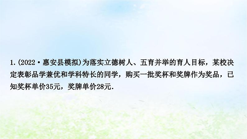 中考数学复习专项训练五方程、不等式、一次函数的实际应用类型三方程(组)与一次函数结合的实际应用作业课件第2页