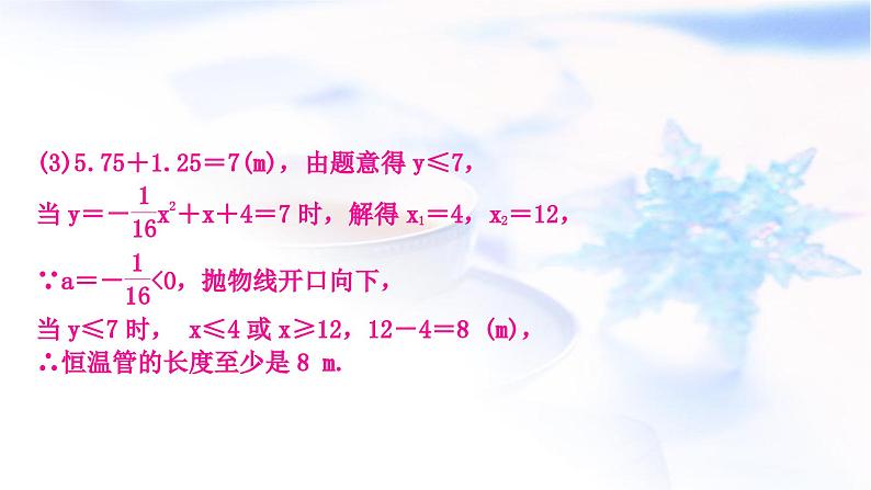 中考数学复习重难点突破八二次函数的实际应用类型三抛物线形问题教学课件05