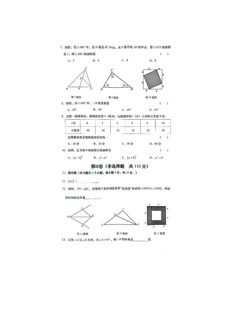 山东省济南市历下区2022-2023学年下学期七年级期中数学试卷第2页