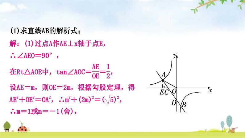 中考数学复习重难点突破十函数综合题类型二反比例函数与一次函数的综合题教学课件05