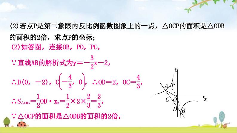 中考数学复习重难点突破十函数综合题类型二反比例函数与一次函数的综合题教学课件08