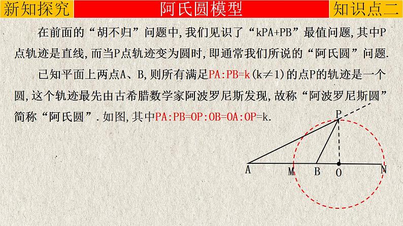 2023年中考数学二轮复习必会几何模型剖析--4.3 “阿氏圆”模型（与圆有关的模型）（精品课件）03